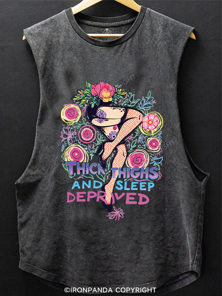 THICK THIGHS AND SLEEP DEPRIVED SCOOP BOTTOM COTTON TANK