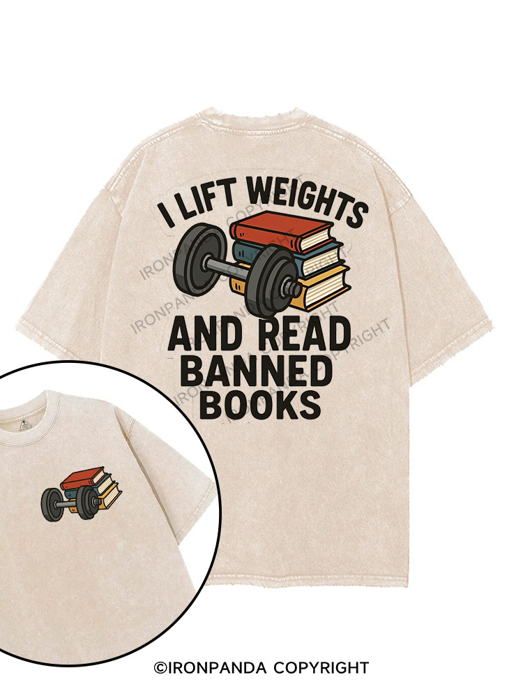 I LIFT WEIGHTS AND READ BANNED BOOKS printed Gym Shirt