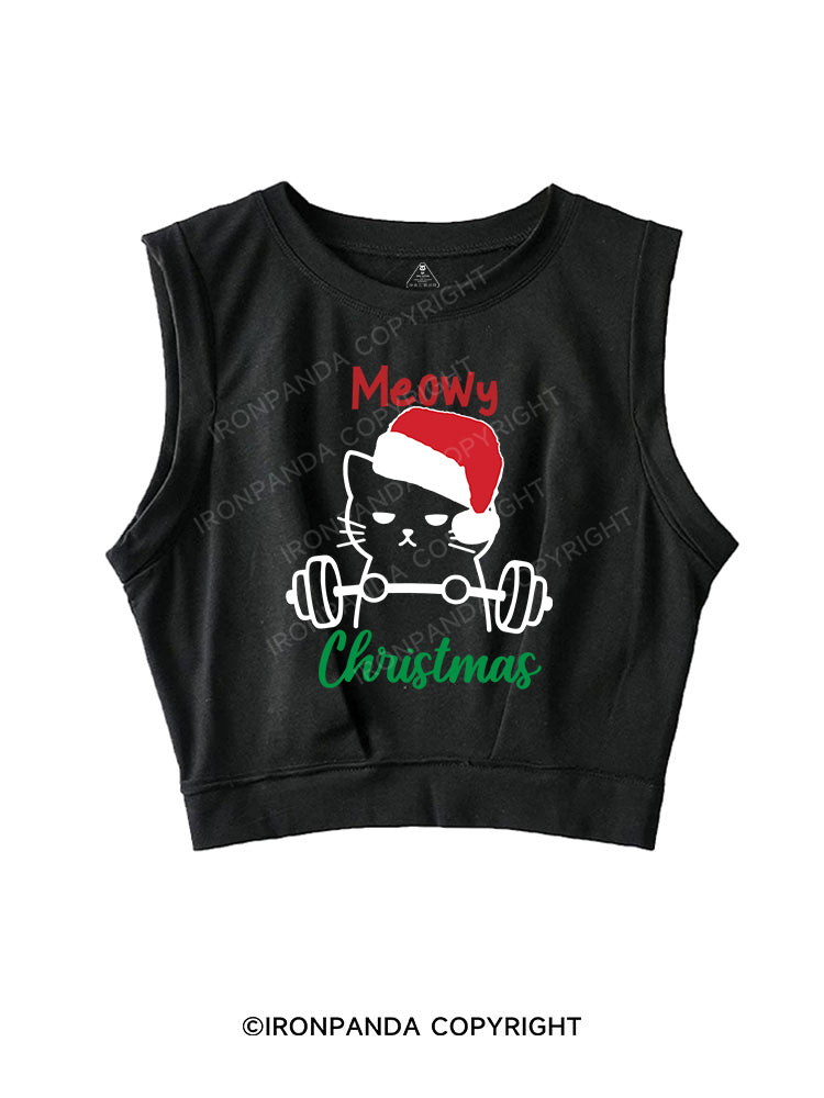 Meowy Christmas SLEEVELESS CROP TOPS