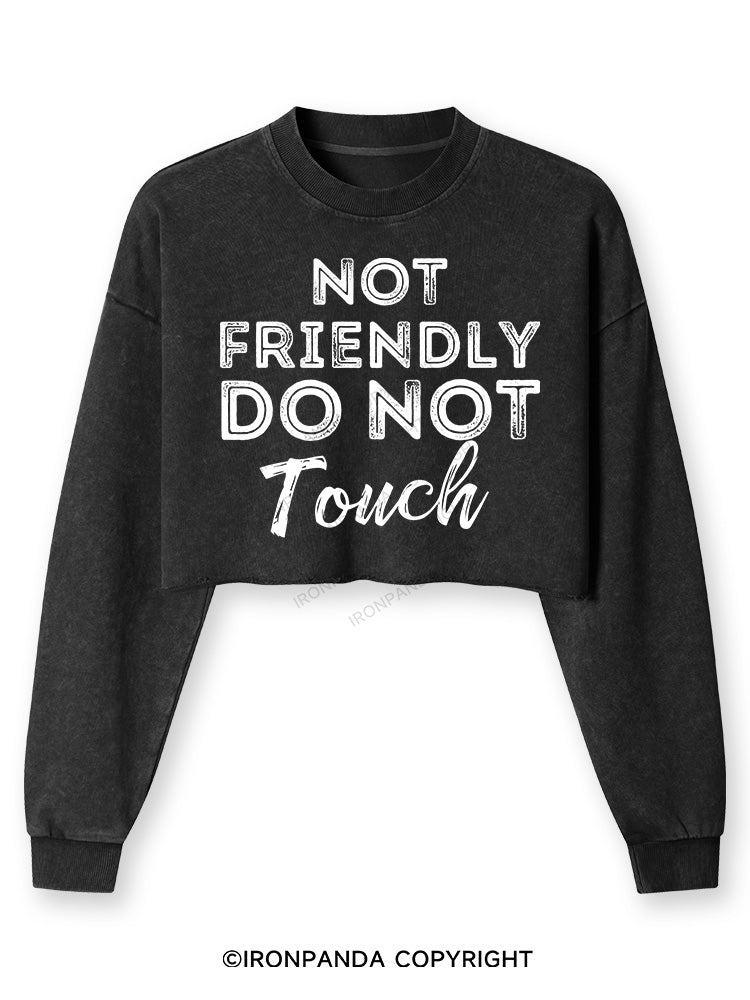 Not friendly do not touch Washed Long-Sleeve Crop Top