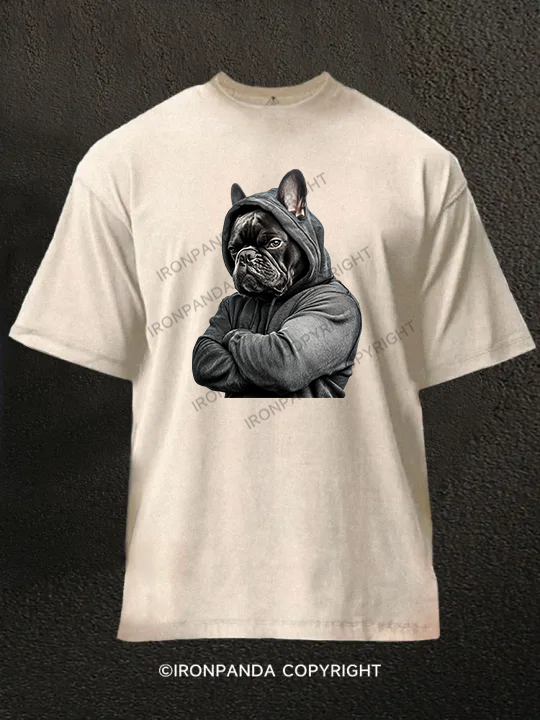 Muscular French bulldog Washed Gym Shirt