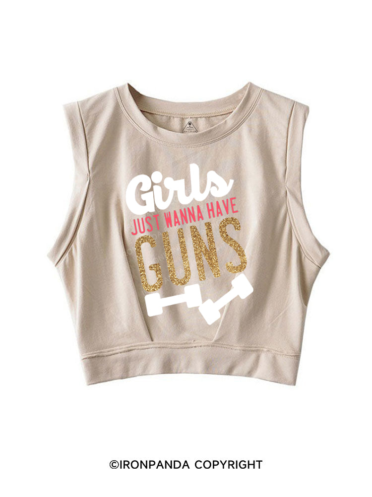 GIRLS JUST WANNA HAVE GUNS Sleeveless Crop Tops