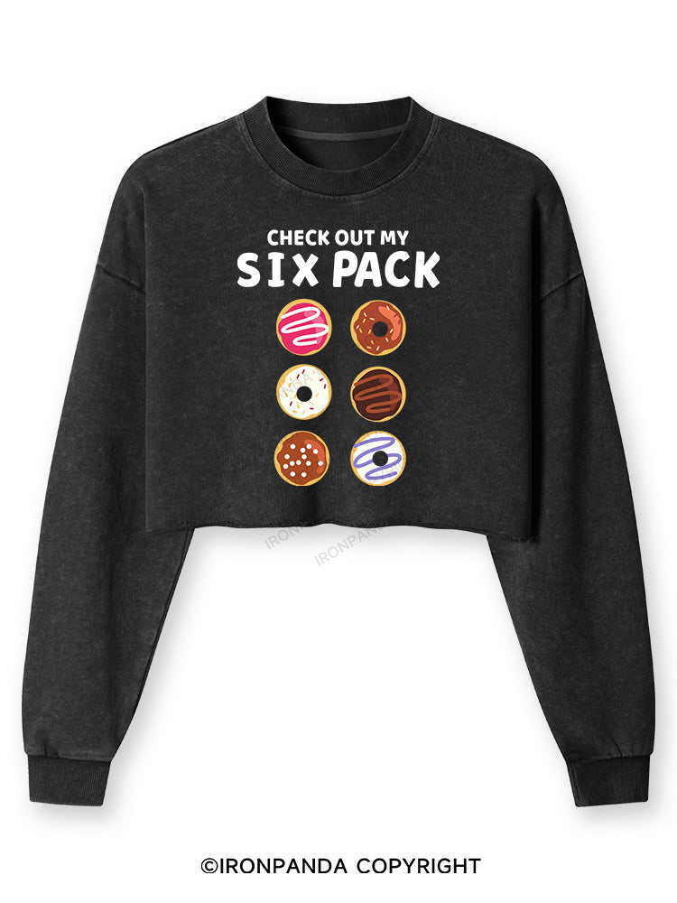 CHECK OUT MY SIX PACK Washed Long-Sleeve Crop Top