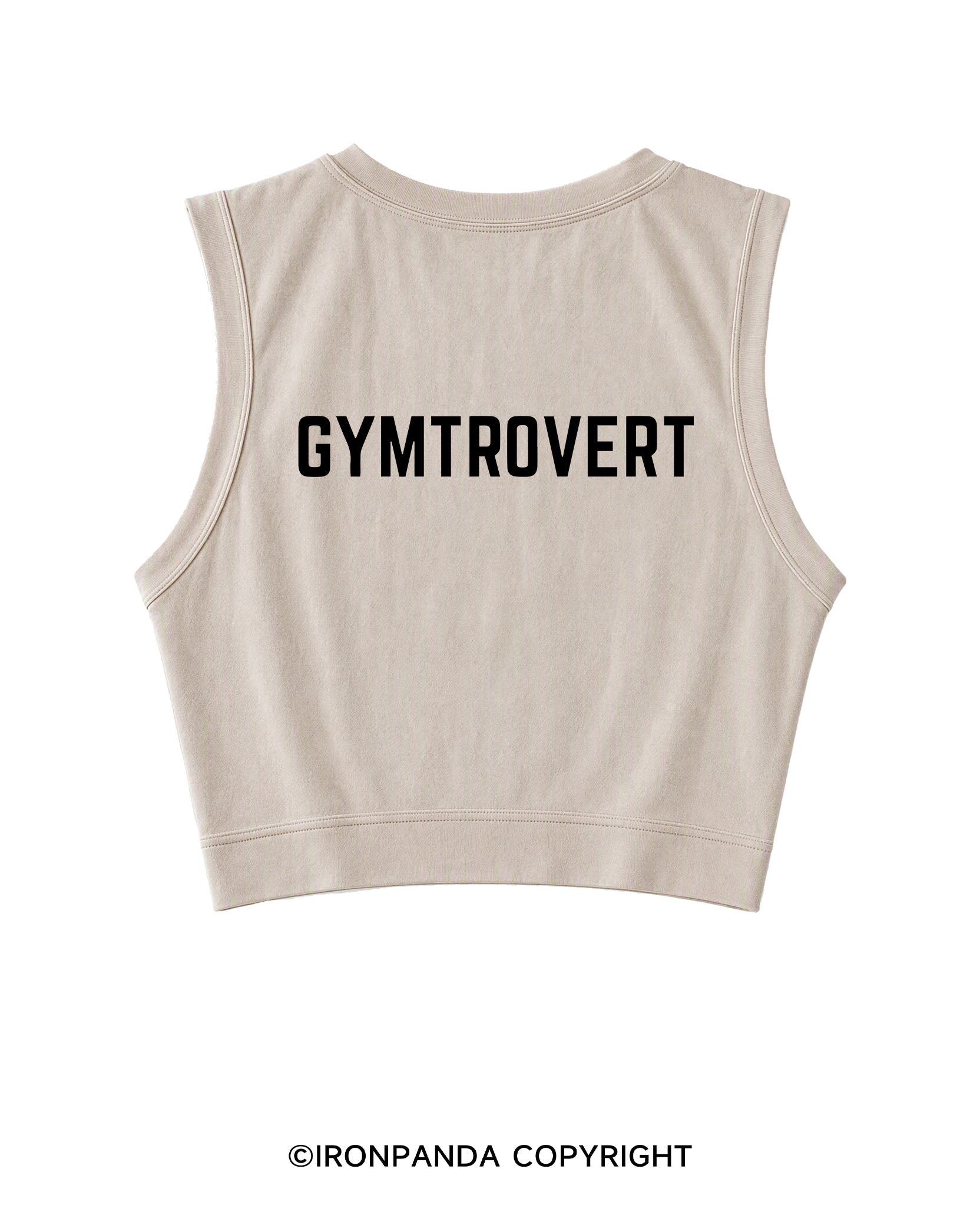 GYMTROVERT BACK PRINTED SLEEVELESS CROP TOPS