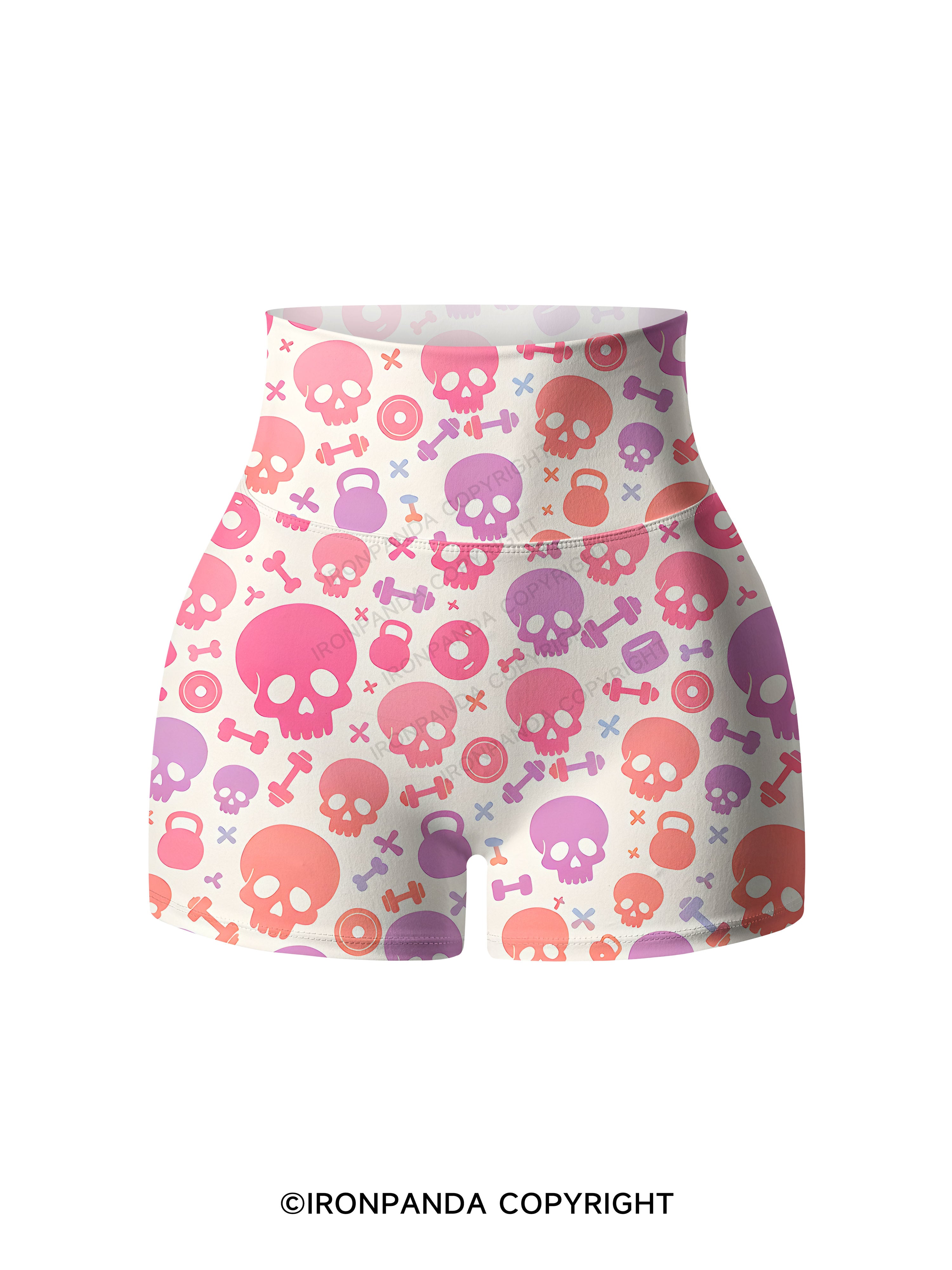 Pastel Skull Fitness Printed Yoga Shorts