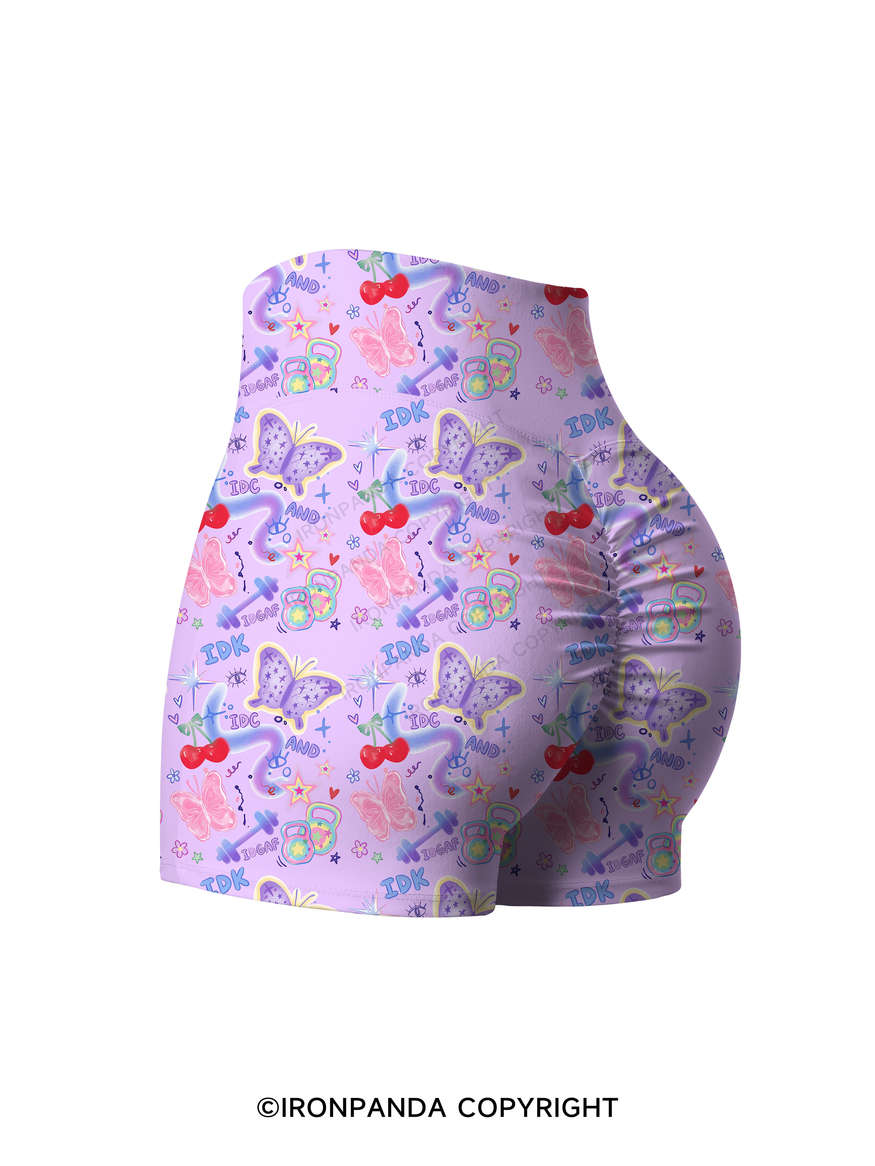 IDK, IDC AND IDGAF Printed Yoga Shorts