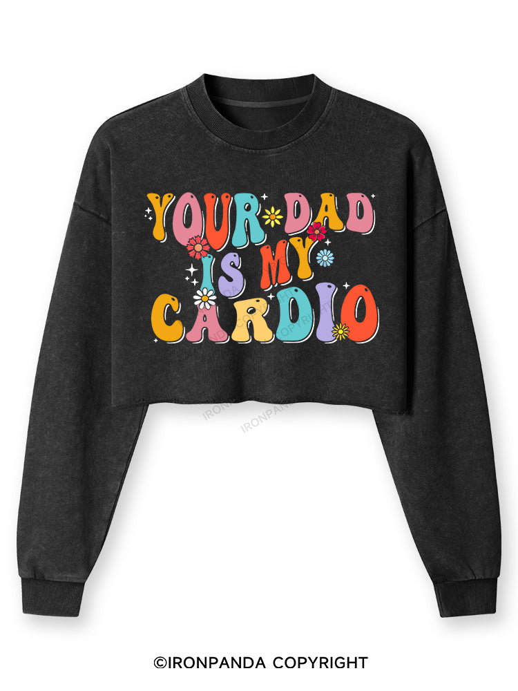 Your Dad Is My Cardio Washed Long-Sleeve Crop Top