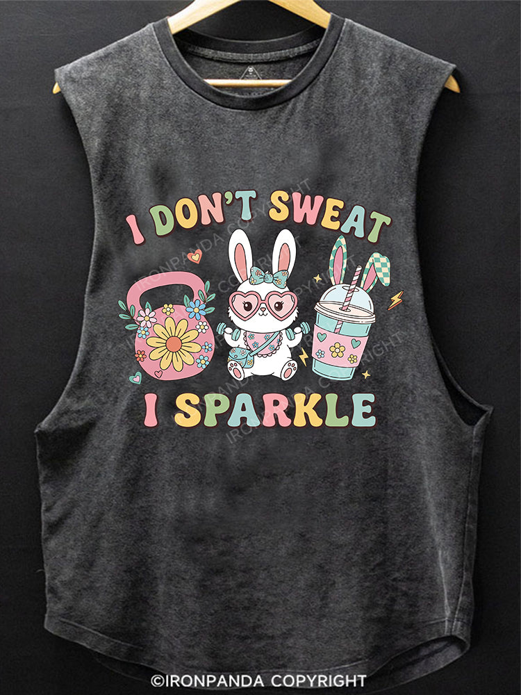I DON’T SWEAT, I SPARKLE SCOOP BOTTOM COTTON TANK