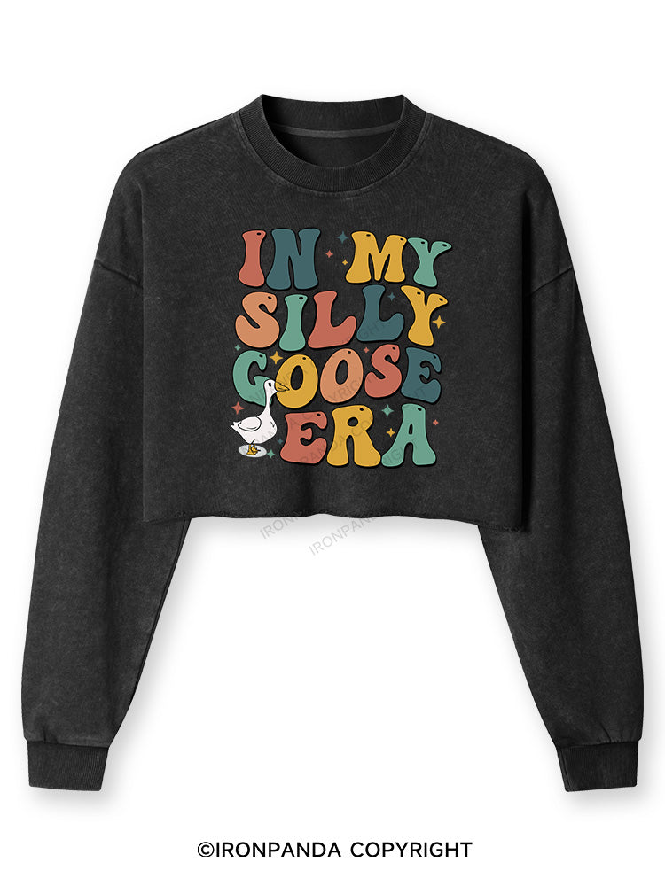 IN MY SILLY GOOSE ERA Washed Long-Sleeve Crop Top