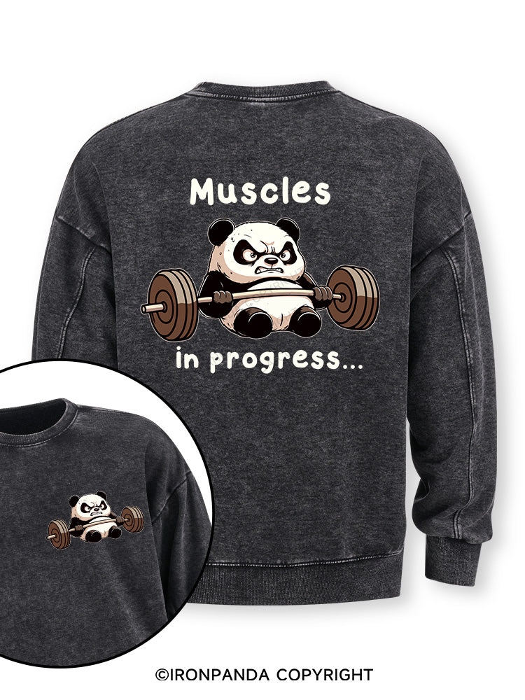 muscles in progress Double-Sided Printed Washed Sweatshirt
