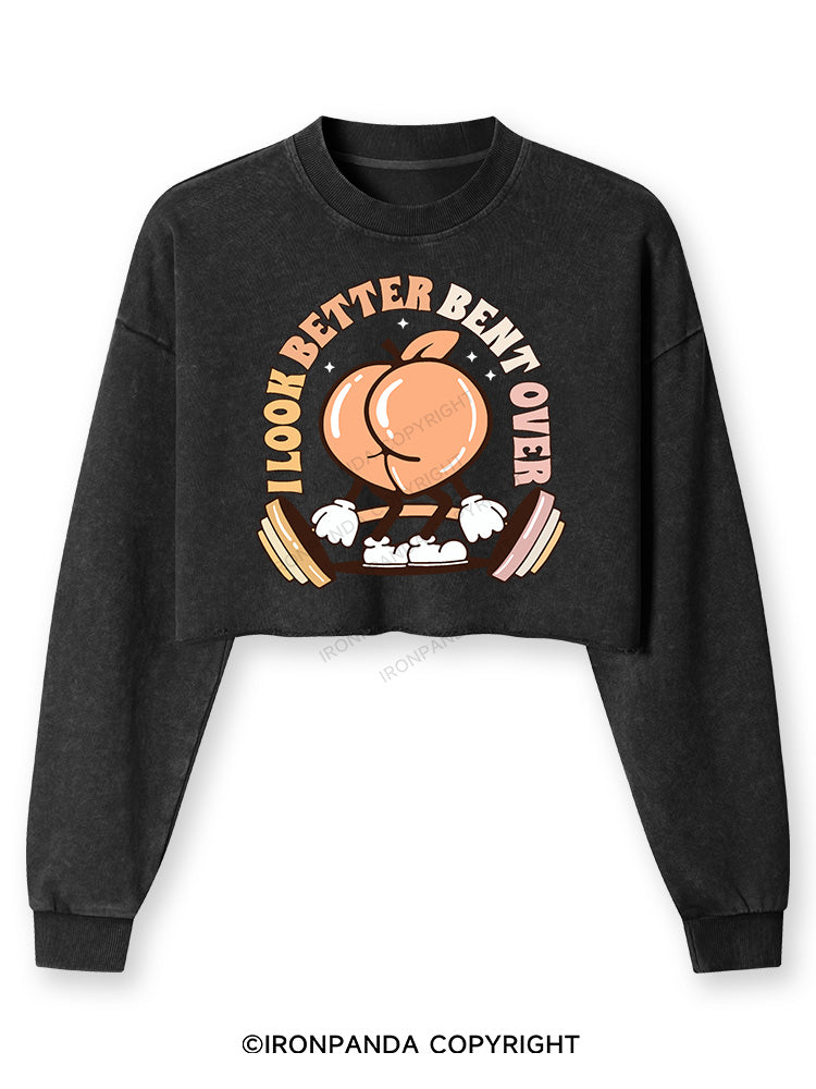 I LOOK BETTER BENT OVER Washed Long-Sleeve Crop Top
