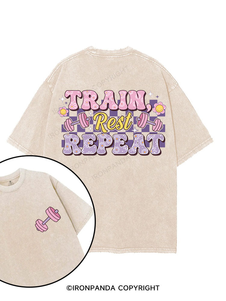 TRAIN, REST, REPEAT printed Gym Shirt