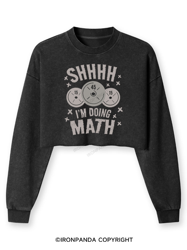 SHHHH I'M DOING MATH Washed Long-Sleeve Crop Top