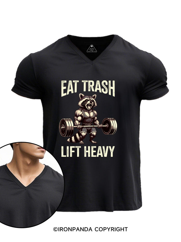 Eat Trash Lift Heavy V-neck Gym Shirt
