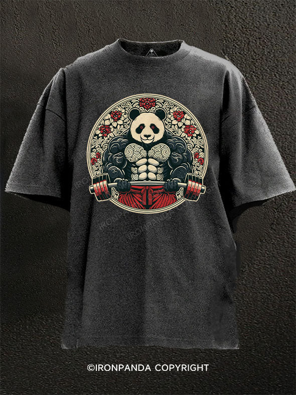 Panda weightlifting Washed Gym Shirt