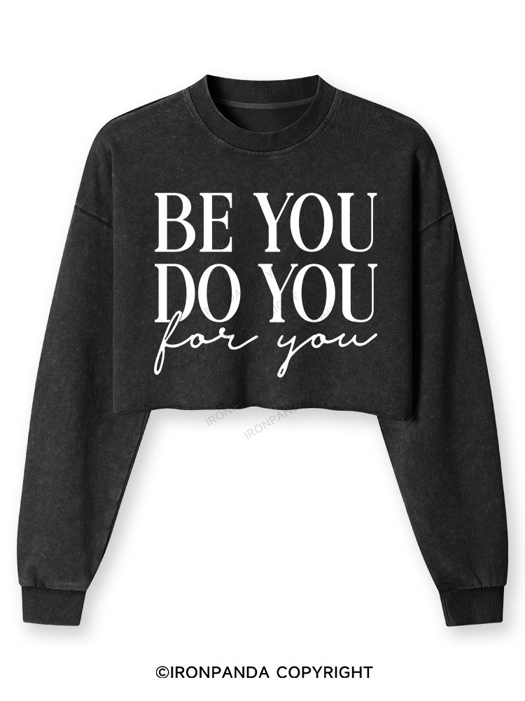 BE YOU DO YOU FOR YOU Washed Long-Sleeve Crop Top