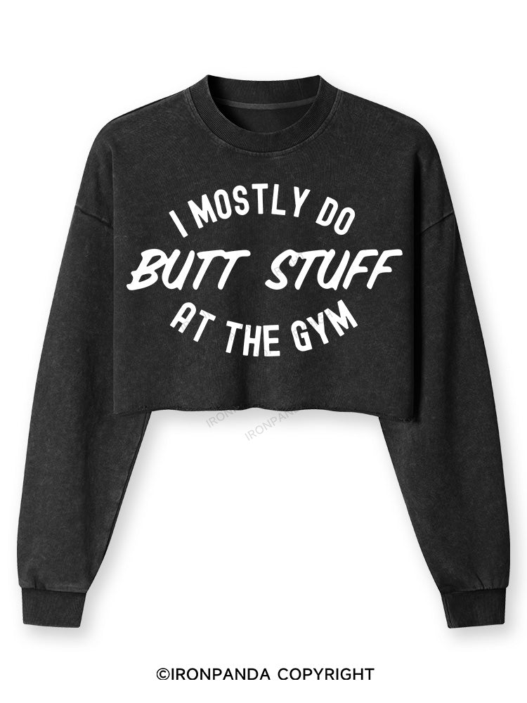 I Only Do Butt Stuff Washed Long-Sleeve Crop Top