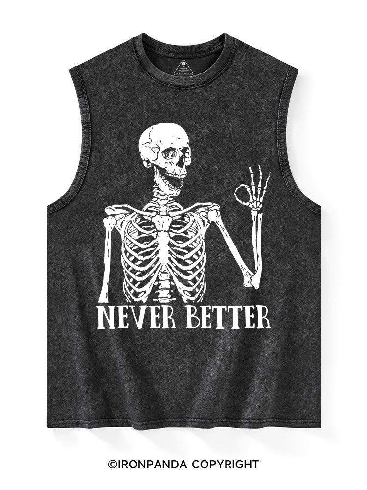 Never Better Skeleton Washed Tank