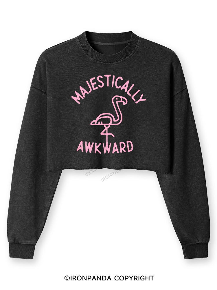 Majestically Awkward Washed Long-Sleeve Crop Top