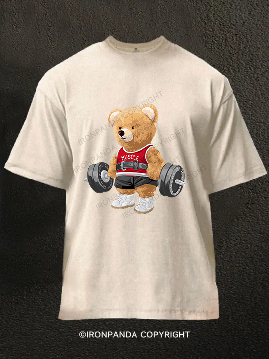 Exercise Bear Washed Gym Shirt