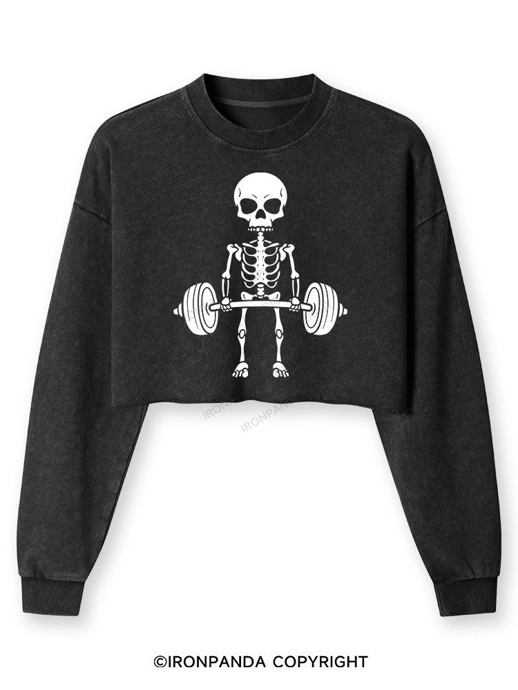 Deadlift Squad Washed Long-Sleeve Crop Top