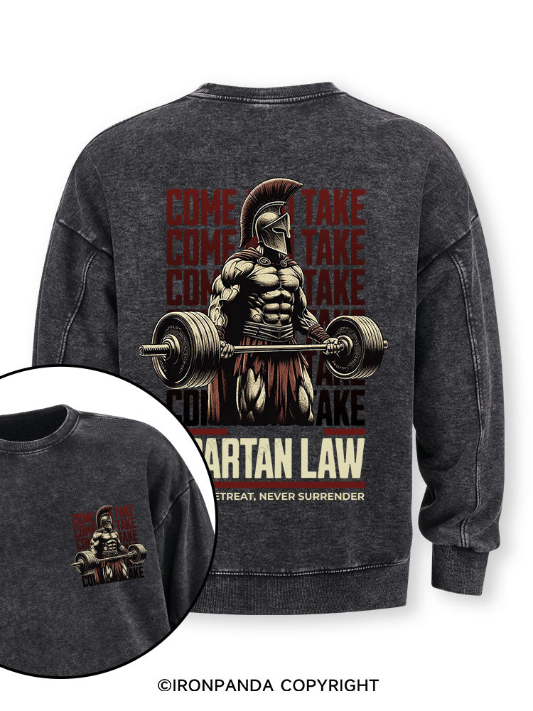 spartan law Double-Sided Printed Washed Sweatshirt