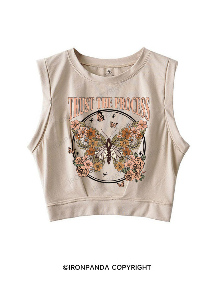 TRUST THE PROCESS SLEEVELESS CROP TOPS