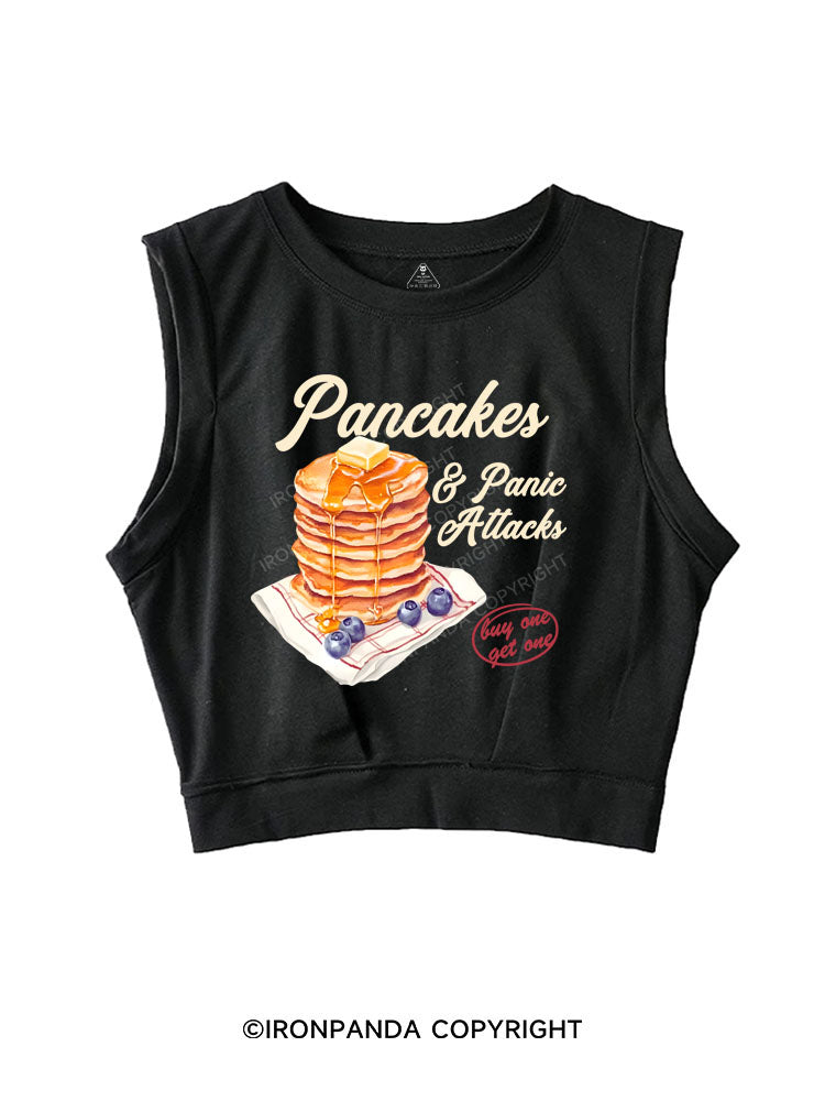 Pancakes & Panic Attacks SLEEVELESS CROP TOPS