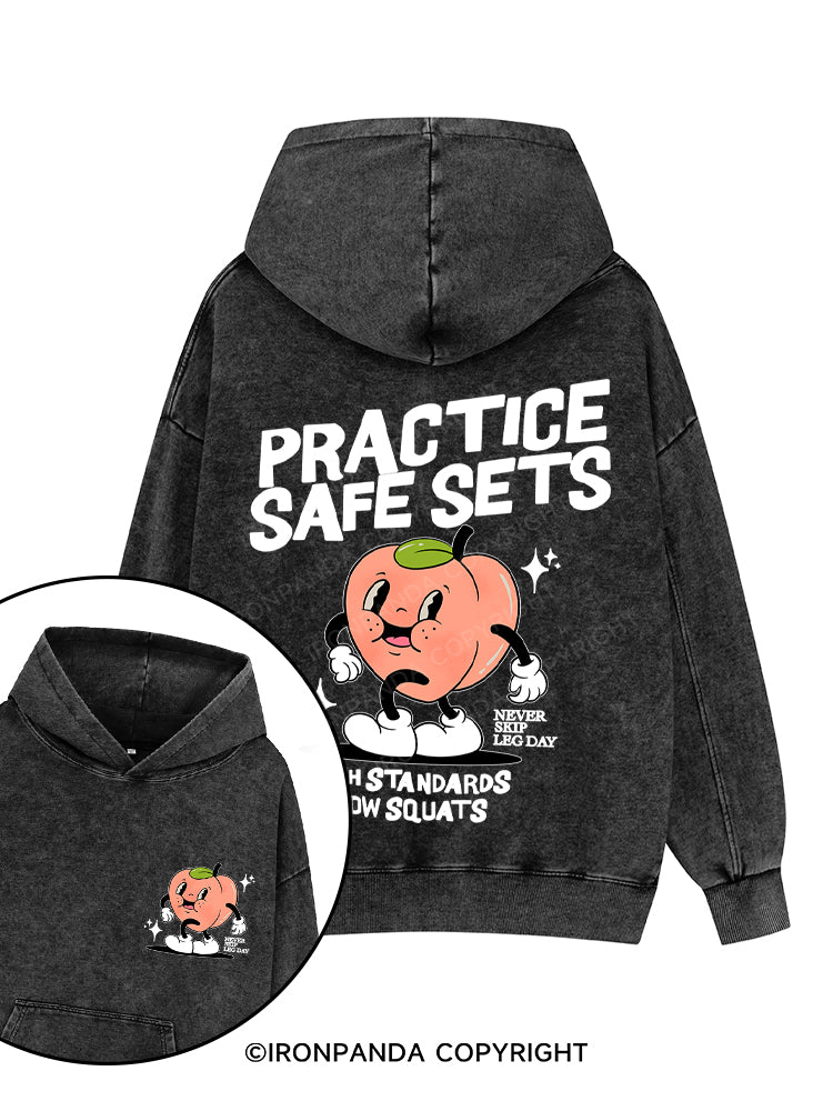 Practice Safe Sets Printed Washed Gym Hoodie