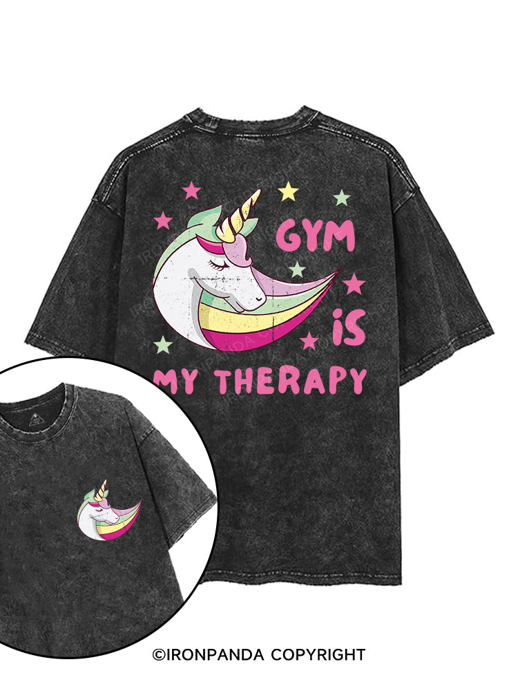 GYM IS MY THERAPY printed Gym Shirt
