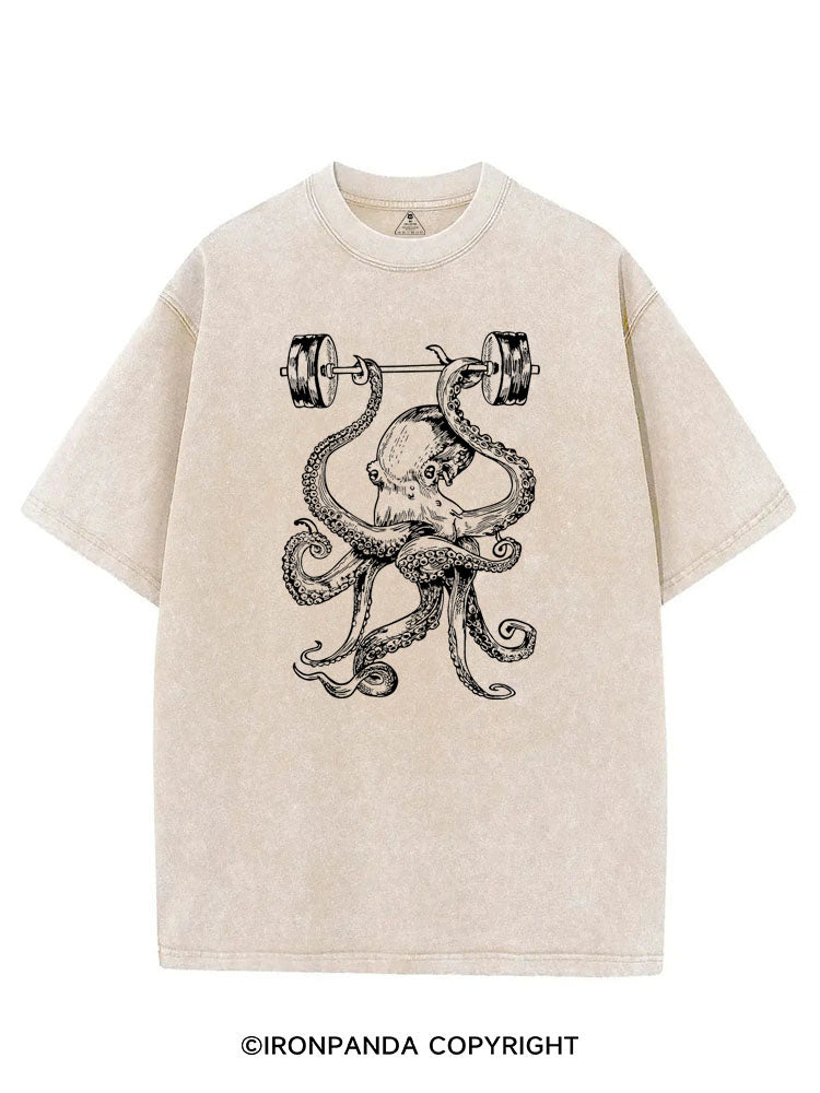 Octopus Weight Lifting Barbells VINTAGE GYM SHIRT