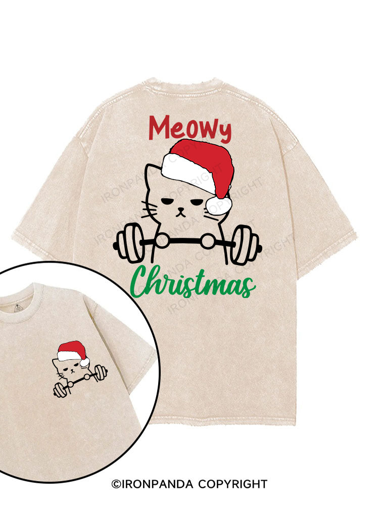 Meowy Christmas printed Gym Shirt
