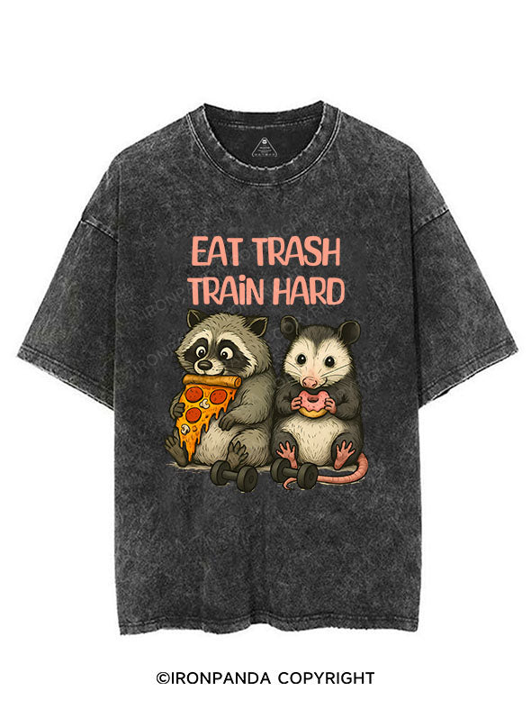 EAT TRASH TRAIN HARD VINTAGE GYM SHIRT