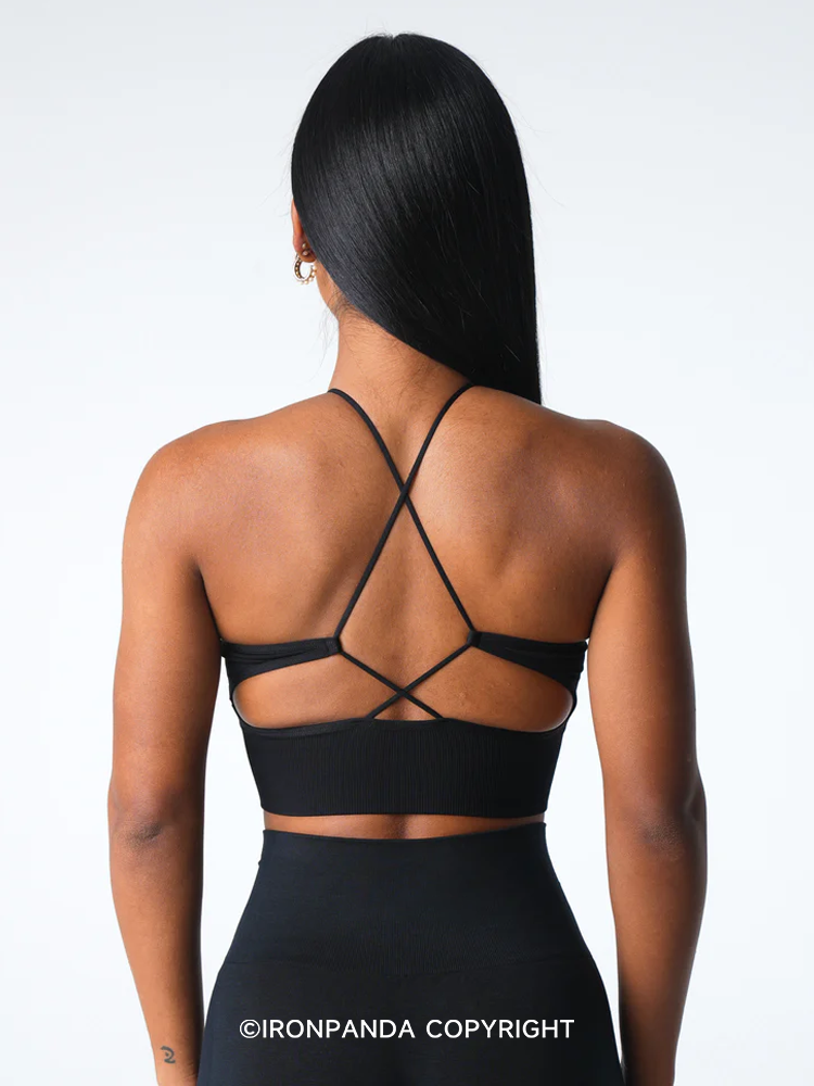 Backless Drawstring Sports Bra