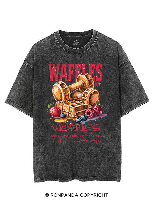 WAFFLES AND WORRIES VINTAGE GYM SHIRT
