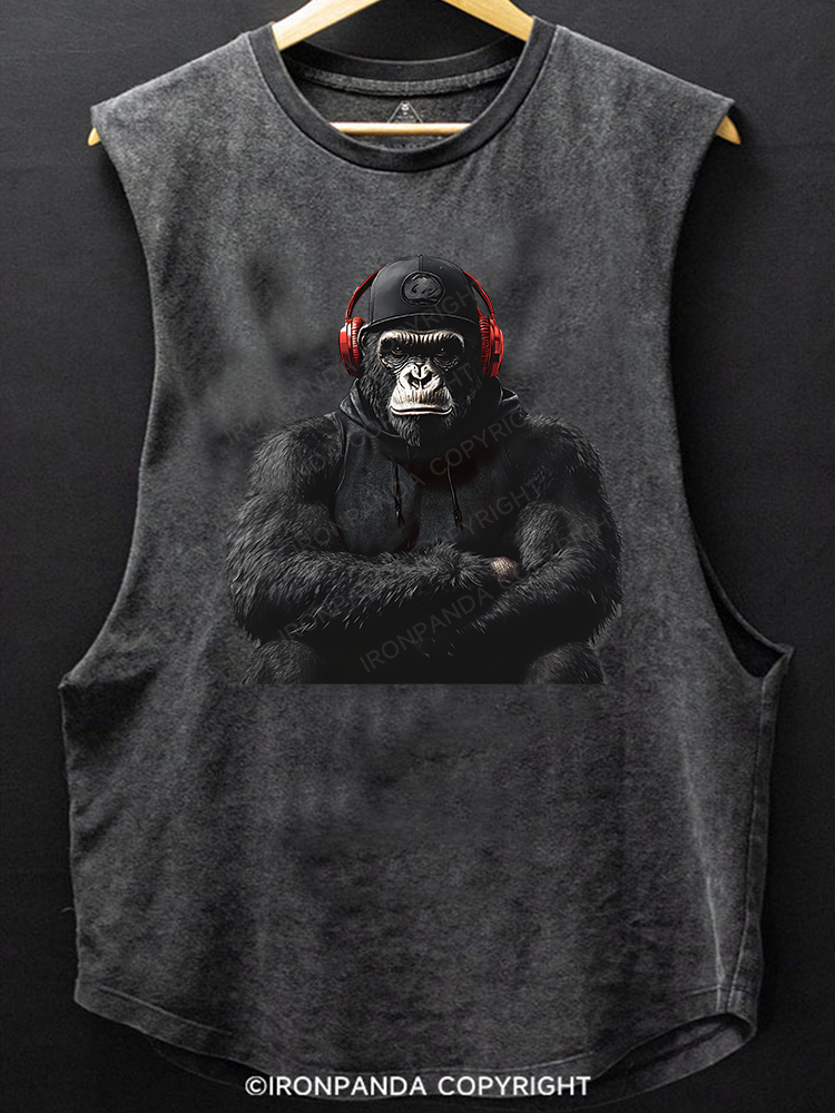 Orangutan with headphones BOTTOM COTTON TANK