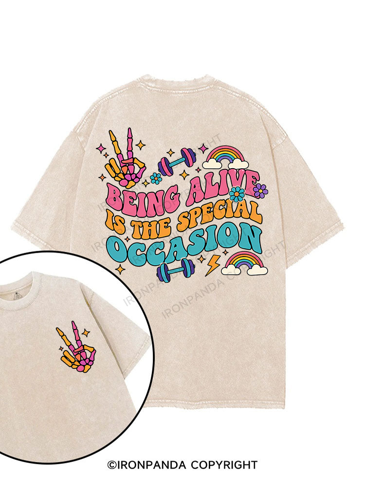 BEING ALIVE IS THE SPECIAL OCCASION printed Gym Shirt