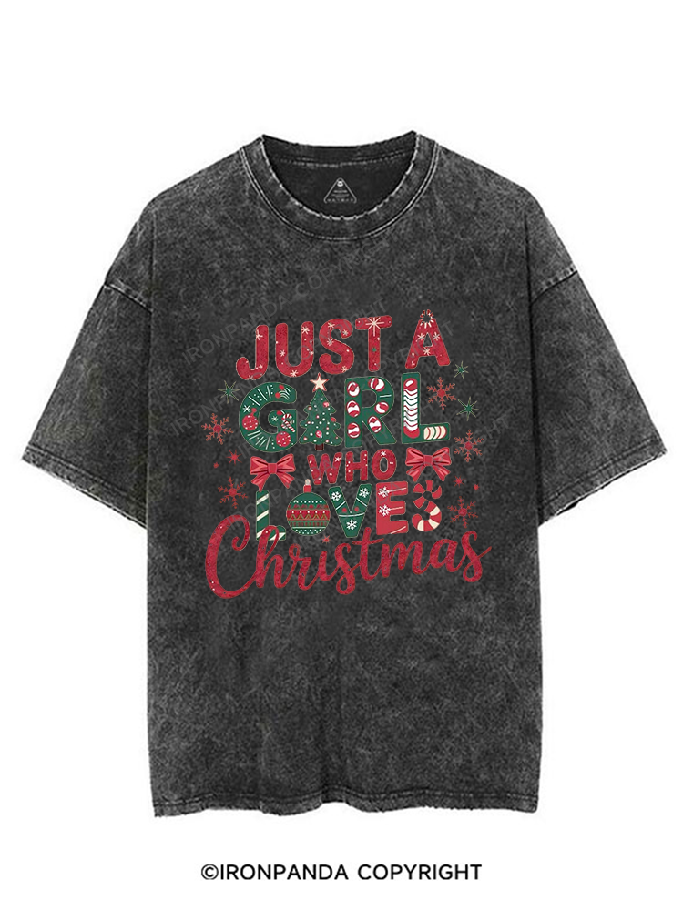JUST A GIRL WHO LOVES CHRISTMAS VINTAGE GYM SHIRT