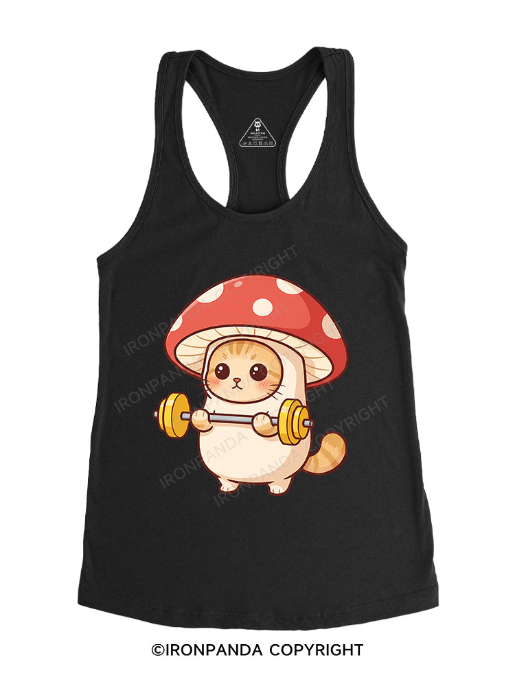 Shroomy Buff Cat Gym Racerback Tank
