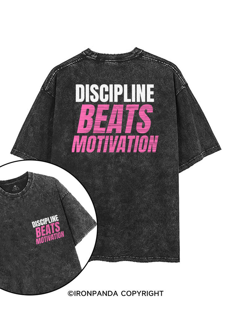 DISCIPLINE BEATS MOTIVATION printed Gym Shirt