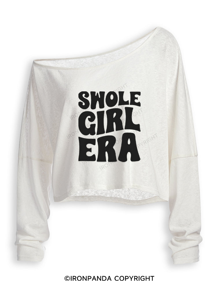 SWOLE GIRL ERA Off Shoulder Long Sleeve Crop Top