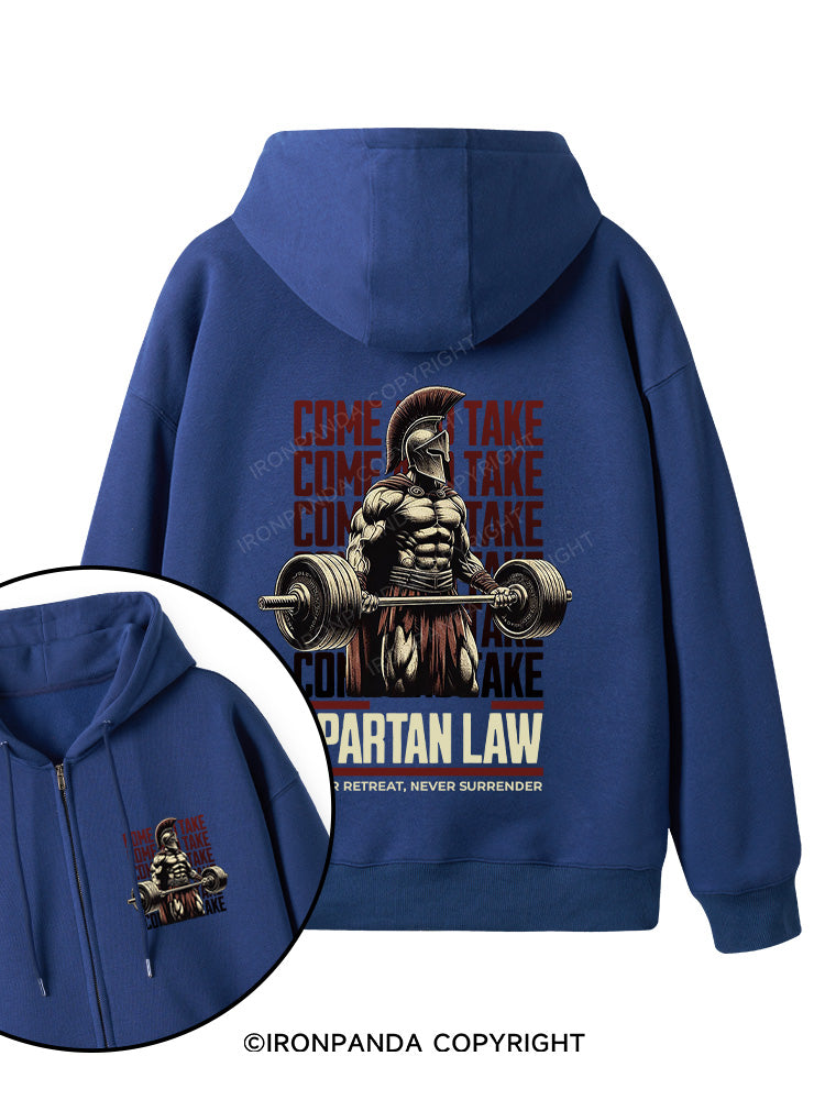 spartan law Double-Sided Printed Fleece Zip Up Hoodie
