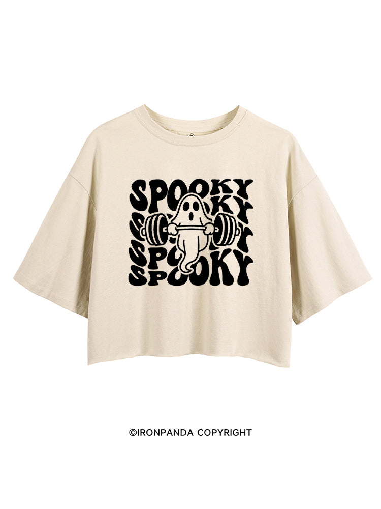 SPOOKY SPOOKY CUTE WEIGHTLIFTING GHOST CROP TOPS