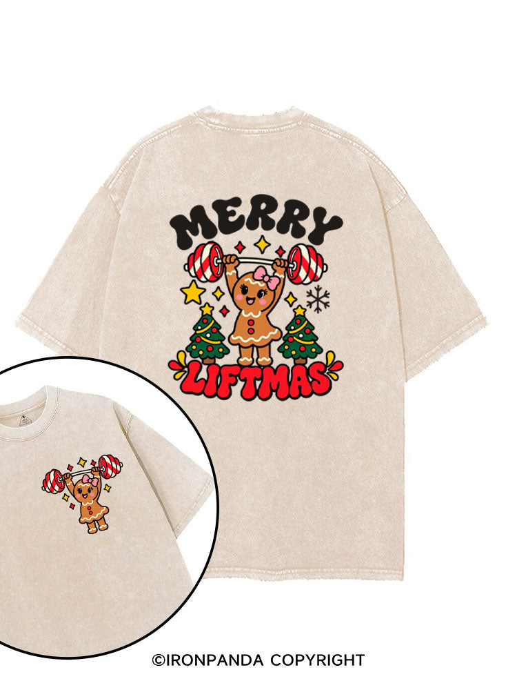 Merry Liftmas Gingerbread Weightlifting printed Gym Shirt