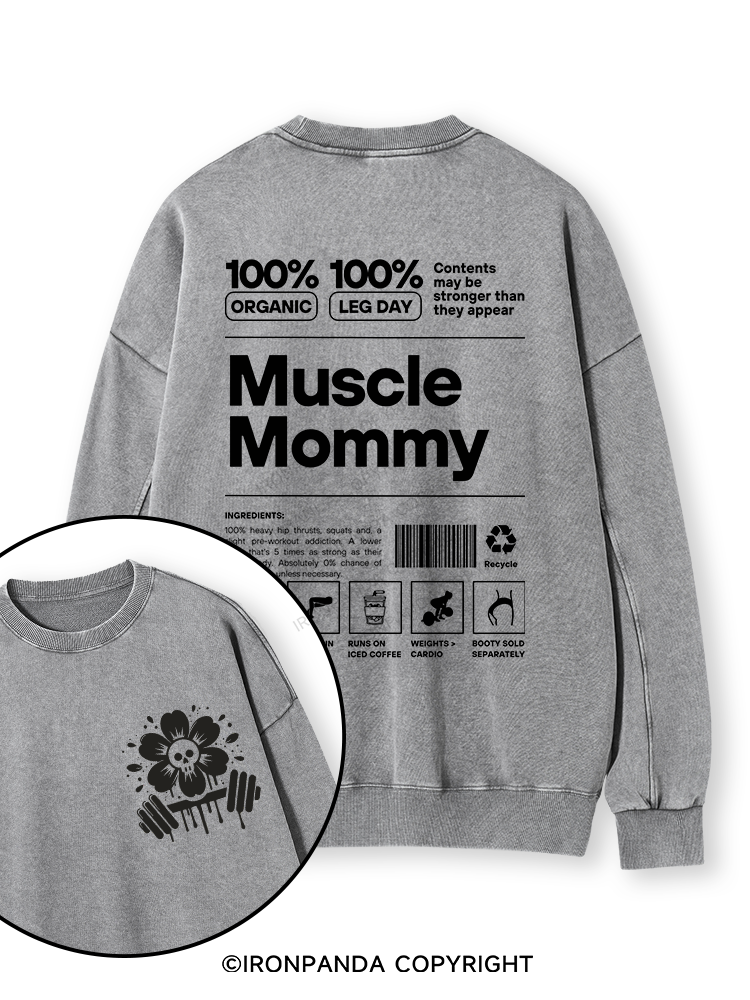 Muscle Mom Letters Double-Sided Printed Washed Sweatshirt