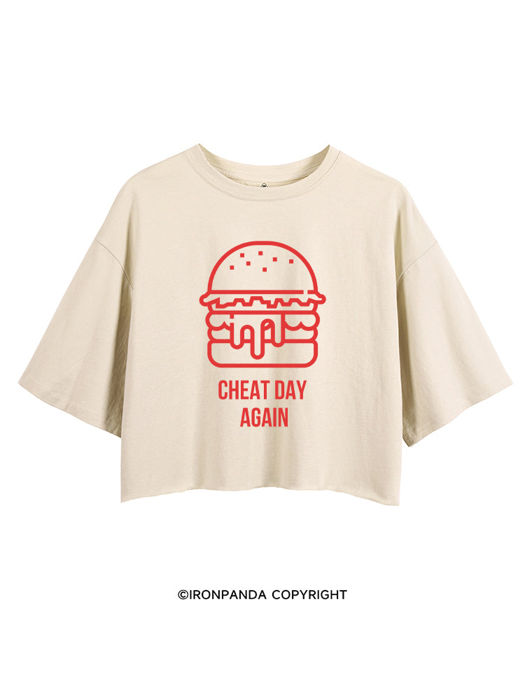 CHEAT DAY AGAIN HAMBURGER CROP TOPS