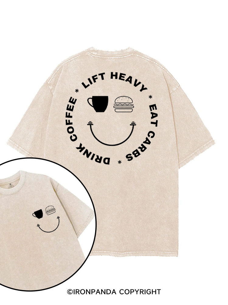 DRINK COFFEE LIFT HEAVY EAT CARBS printed Gym Shirt