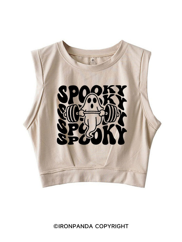 SPOOKY SPOOKY CUTE WEIGHTLIFTING GHOST SLEEVELESS CROP TOPS