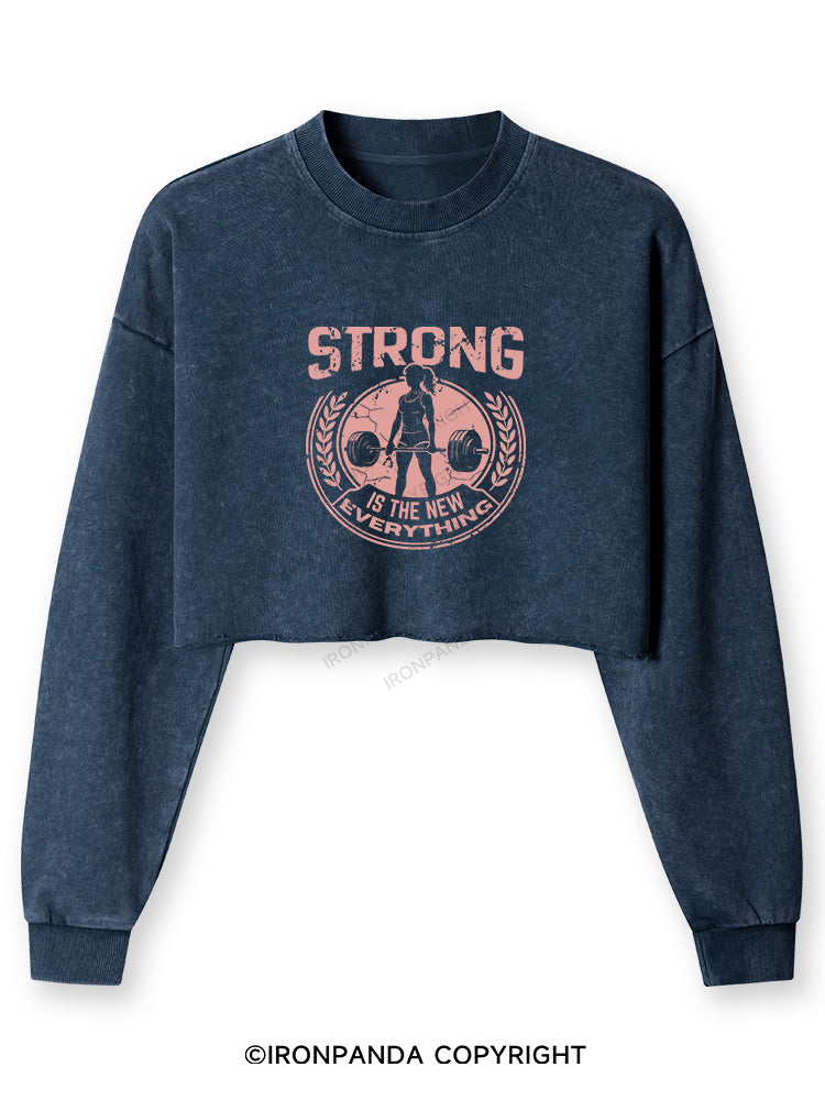 STRONG IS THE NEW EVERYTHING Washed Long-Sleeve Crop Top