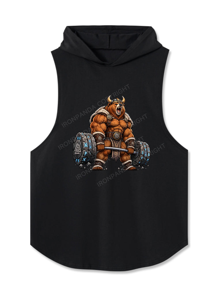 Viking Bear Heavy Lifting Gym Motivation Hooded Tank